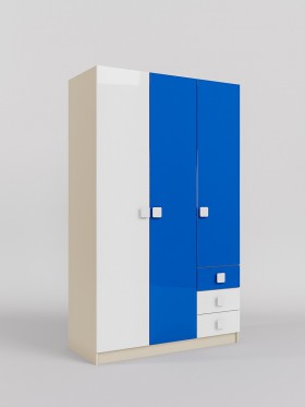 Шкаф 3-х створчатый с ящиками Скай люкс (Синий/Белый/корпус Клен) в Шарыпово - sharypovo.katalogmebeli.com | фото