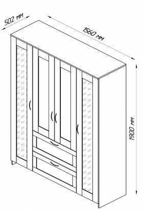 Шкаф четырехдверный Сириус с 1 зеркалом и 2 ящиками дуб сонома в Шарыпово - sharypovo.katalogmebeli.com | фото 2