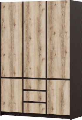 Модульная система "Прага" Шкаф для одежды трехстворчатый Дуб Венге/Дуб Делано в Шарыпово - sharypovo.katalogmebeli.com | фото