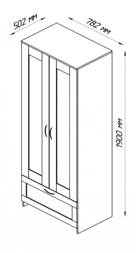 Шкаф двухдверный Сириус с 1 ящиком белый в Шарыпово - sharypovo.katalogmebeli.com | фото 2