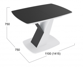 Стол обеденный «Гарда» Тип 1 (Белый/Стекло матовое черный графит) в Шарыпово - sharypovo.katalogmebeli.com | фото 3